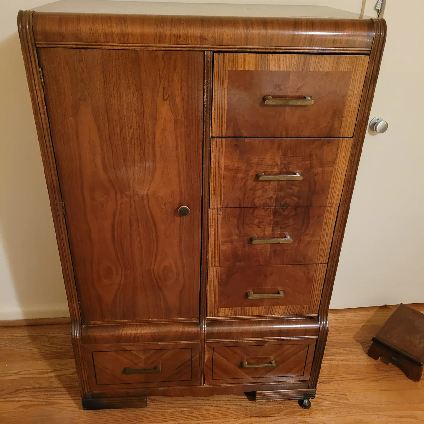 Antique Waterfall Bedroom Set - Armoire, Dresser, Nightstand image indicator(4)