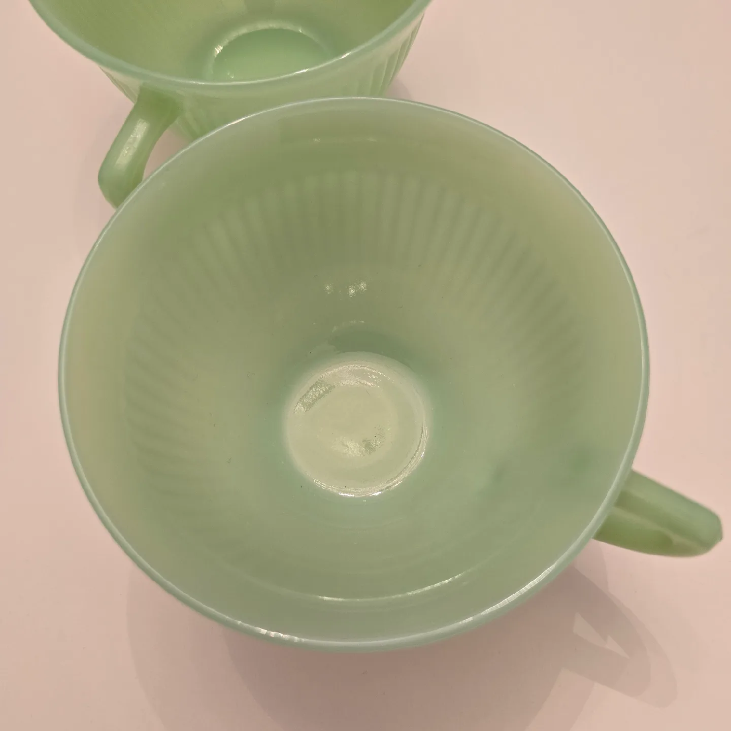 Set of 2 Fireking Jadeite Teacups and Saucers image indicator(6)