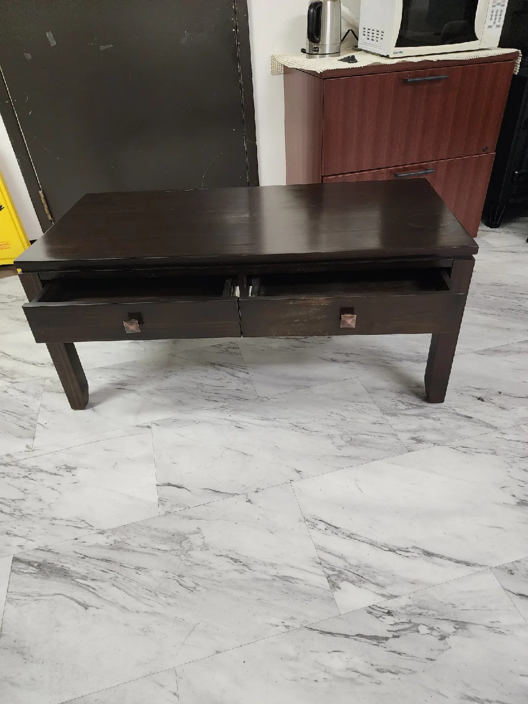 Dark Brown Coffee Table with Drawers thumbnail
