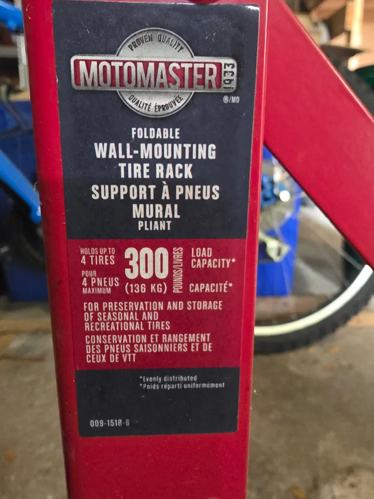 MotoMaster Foldable Wall-Mounting Tire Rack image indicator(3)