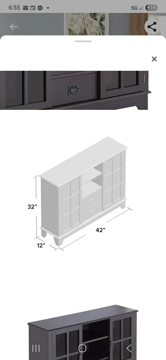 Dark Brown TV Stand with Glass Doors image indicator(6)