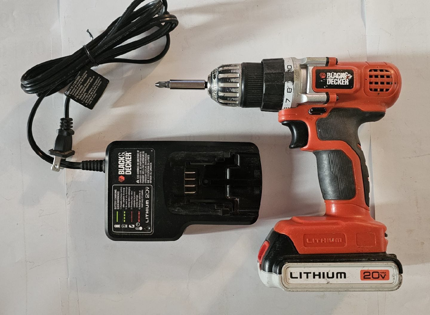 Black & Decker 20V Cordless Drill with Charger
