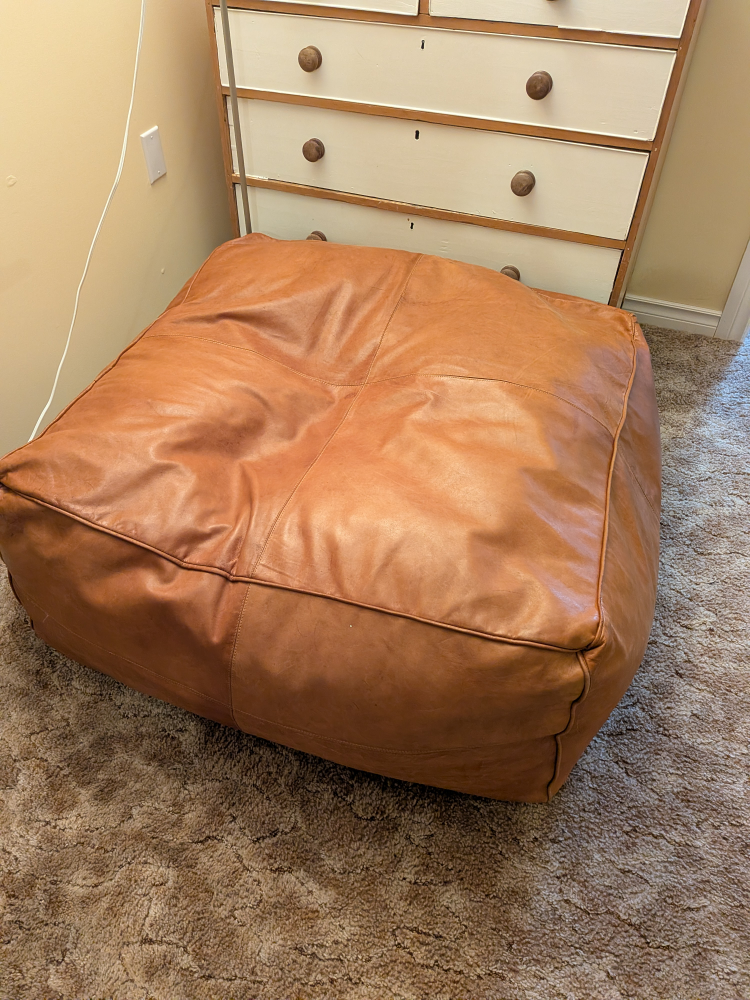 Moroccan Leather oversized ottoman