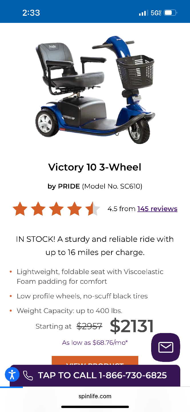 Pride Victory 10 3-Wheel Mobility Scooter - photo 3