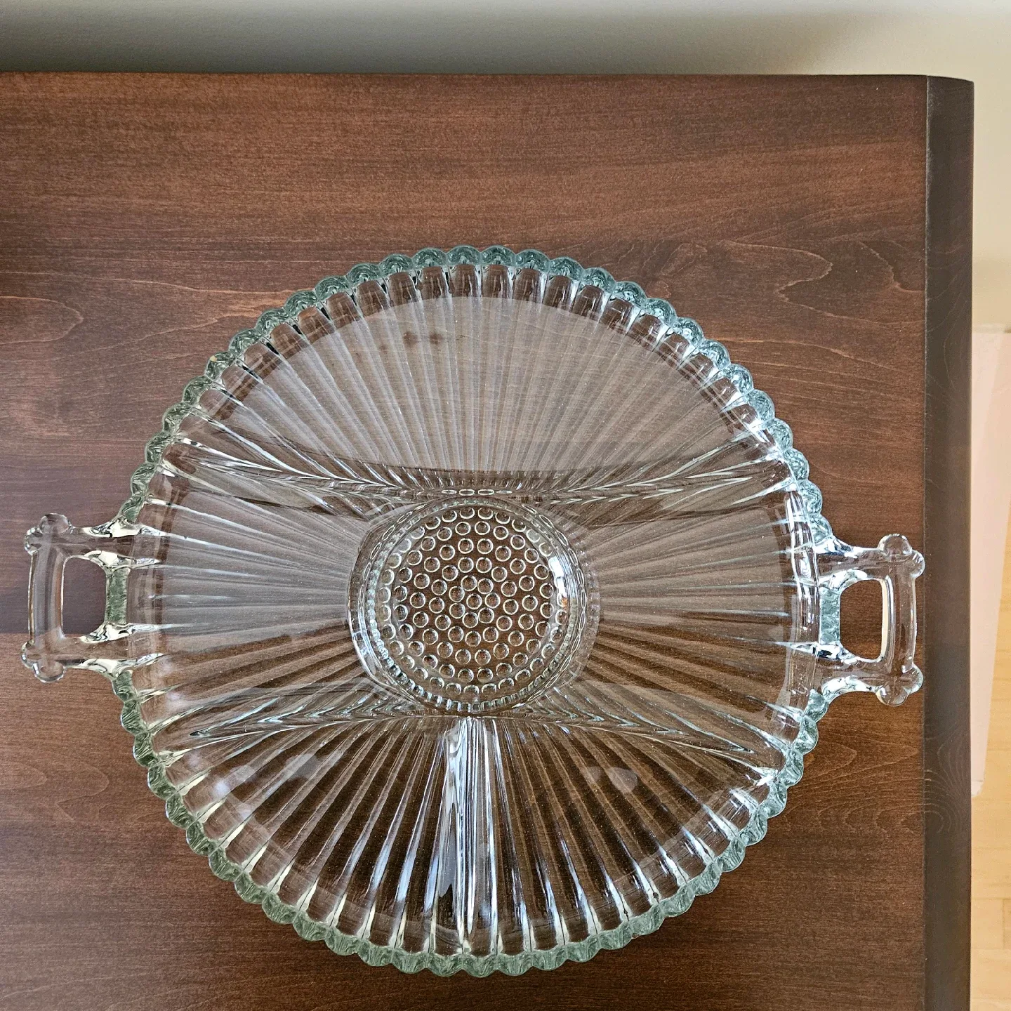 Vintage Clear Glass Divided Serving Platter image indicator(2)