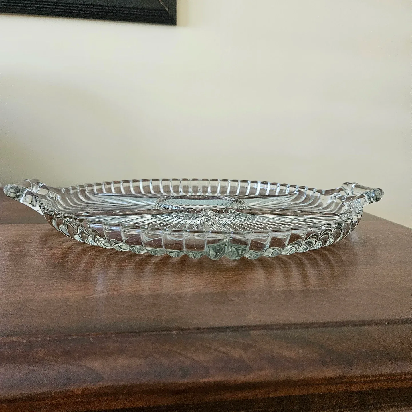 Vintage Clear Glass Divided Serving Platter image indicator(3)