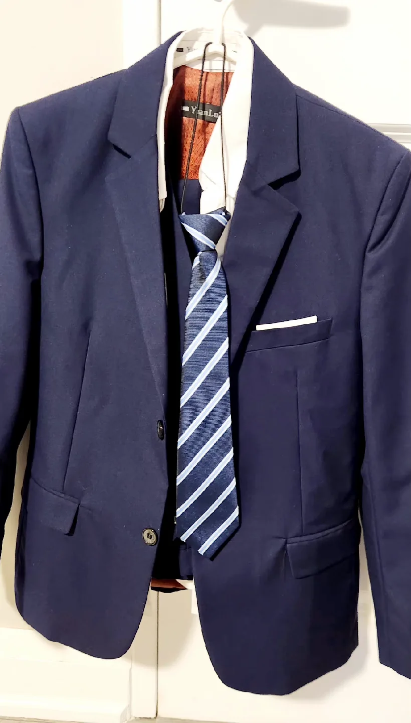 Boys Navy Blue Suit (Jacket, Vest, Tie, Shirt) image indicator(2)