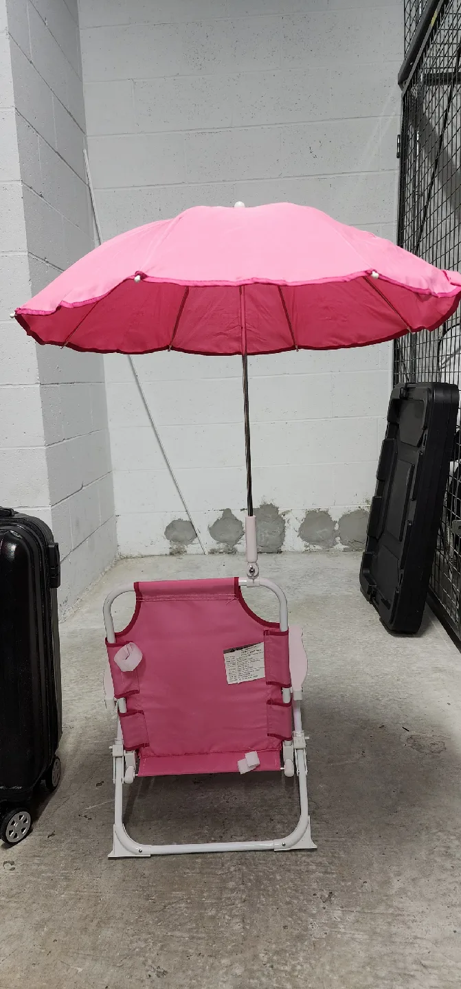 Pink Kids Beach Chair with Umbrella image indicator(3)