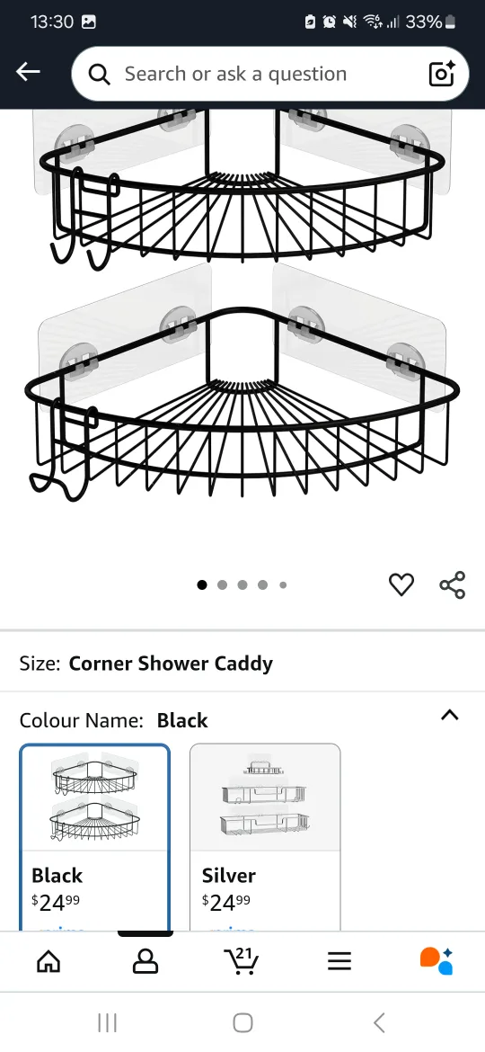 KINCMAX Corner Shower Caddy - Matte Black image indicator(8)