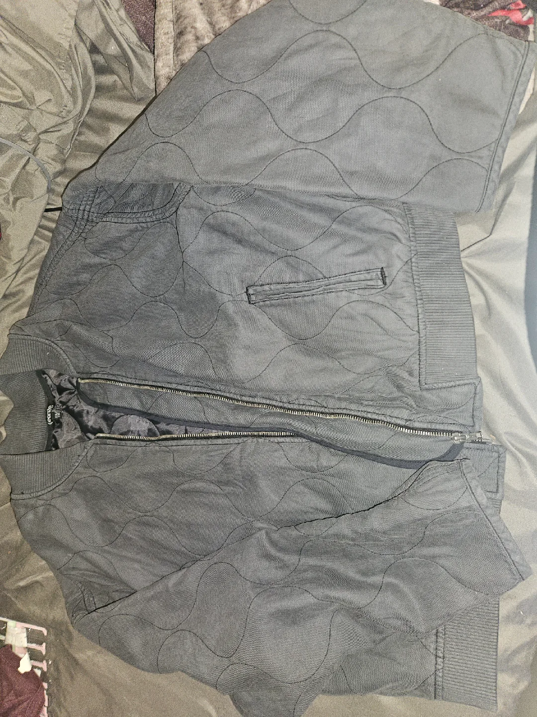 George XXL Quilted Bomber Jacket - Blue/Grey thumbnail