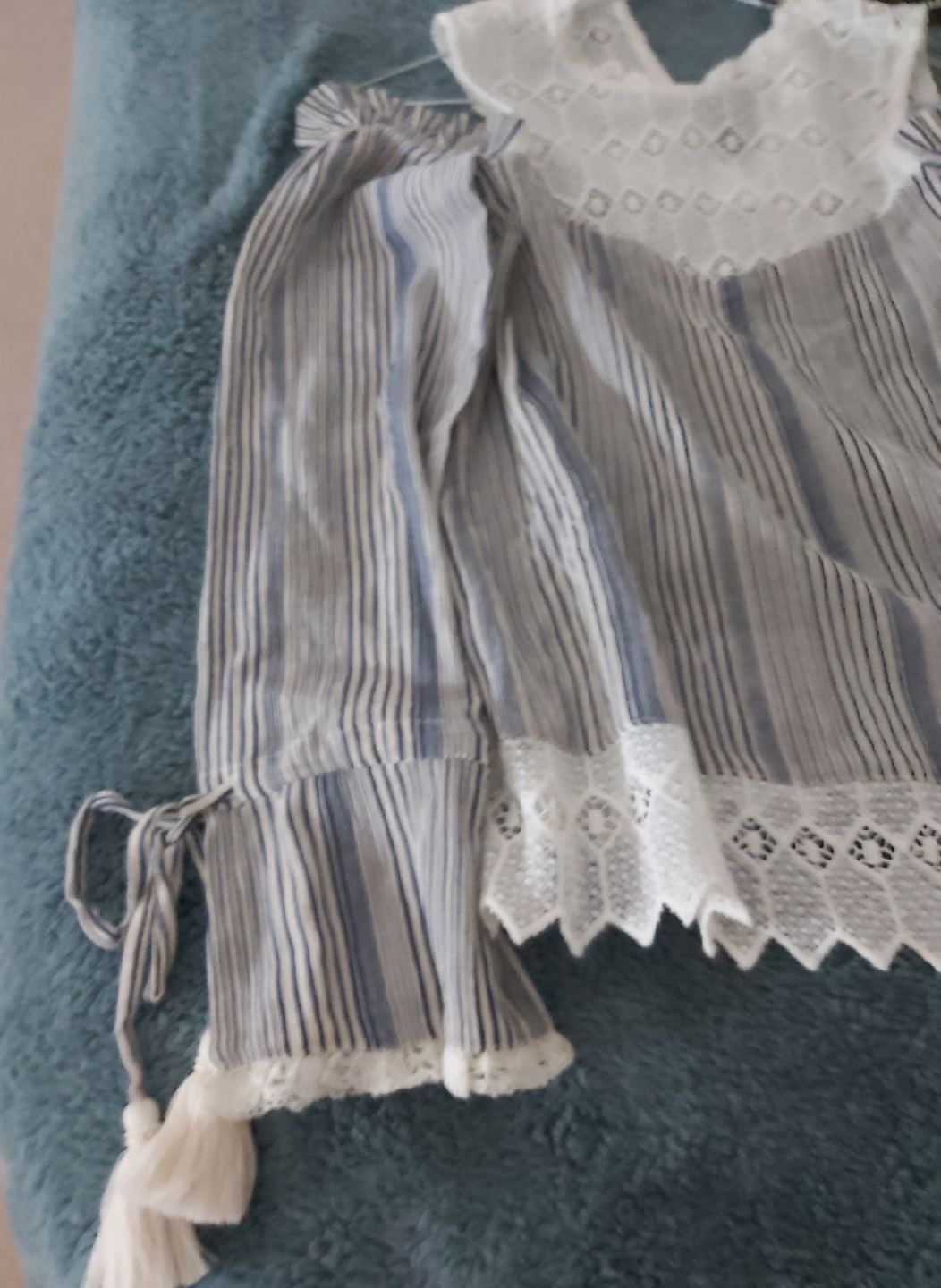 Love Sam Striped Lace Blouse