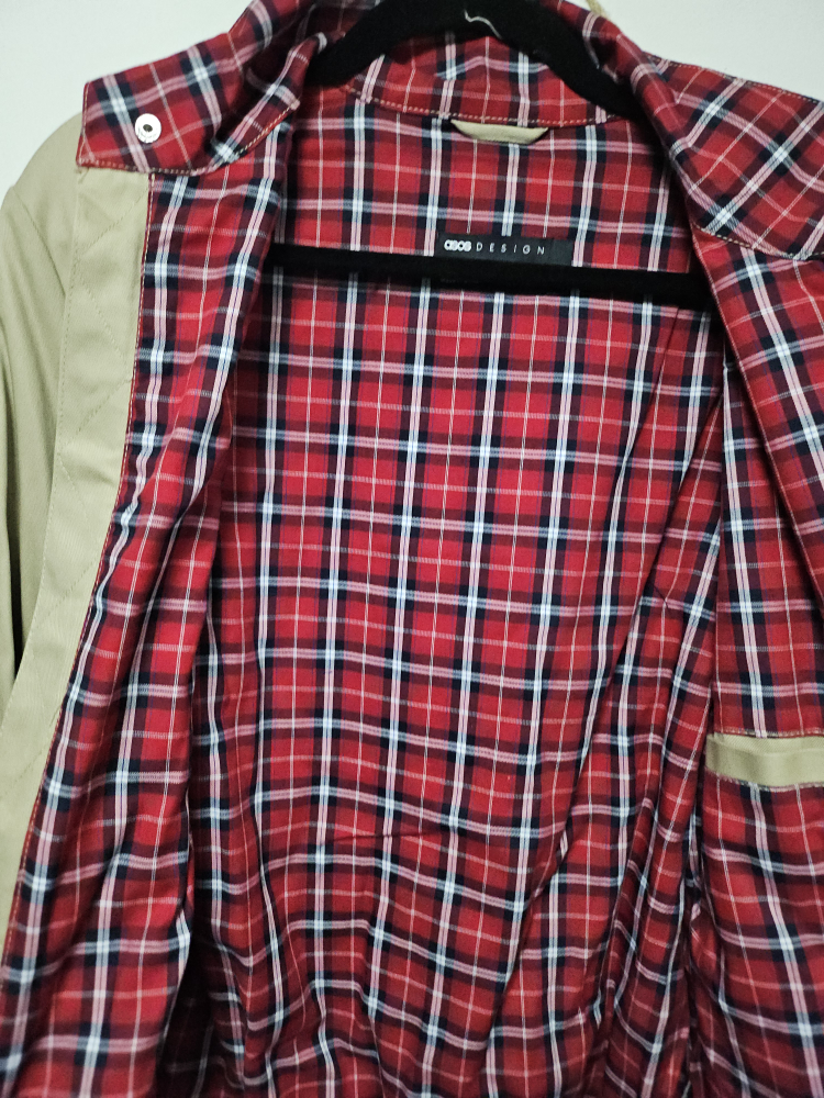 ASOS DESIGN Jacket - Beige with Plaid Lining, Size XS - photo 3