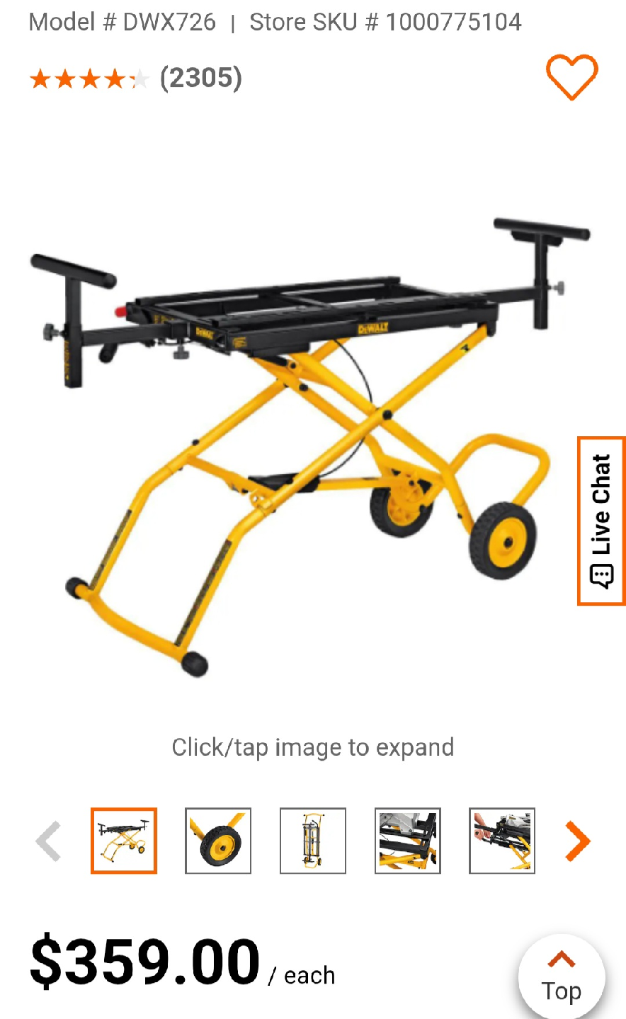 DeWalt DWX726 Rolling Miter Saw Stand - New in Box! - photo 2
