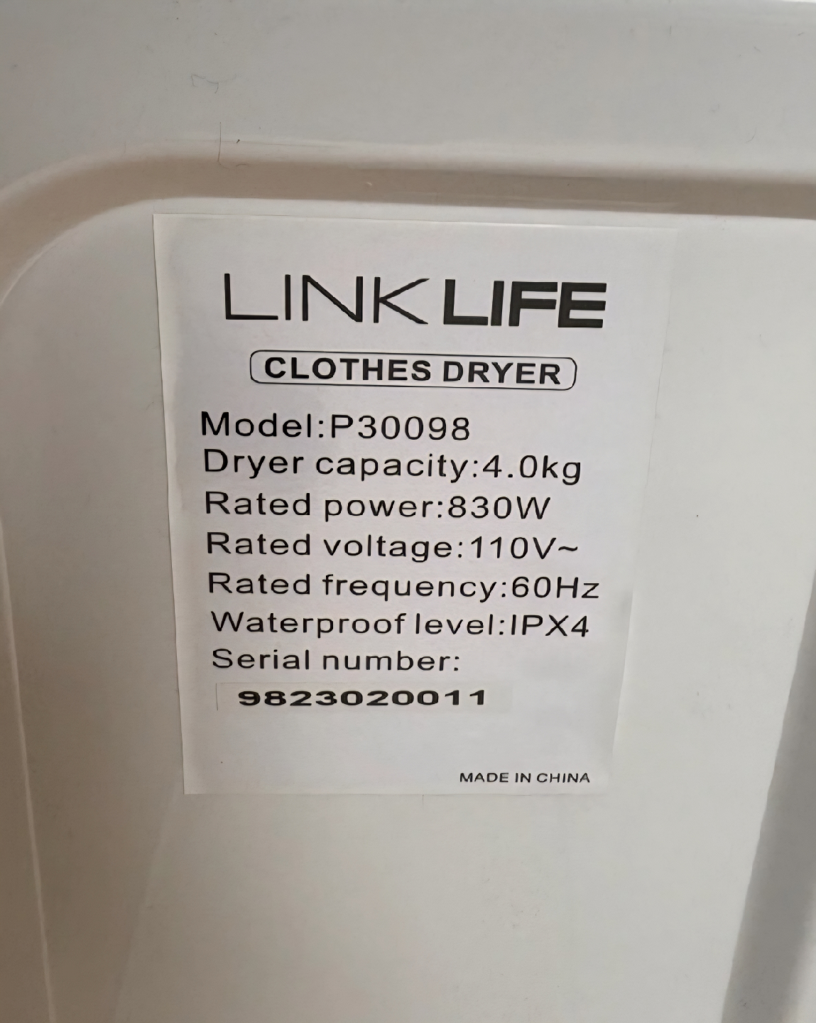 Link Life Clothes Dryer - Model P30098 - photo 2