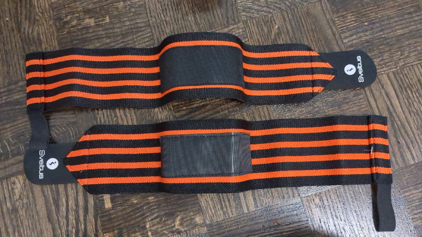 💪 Sveltus Wrist Straps – Heavy Lifting Support (Black & Orange) image indicator(2)