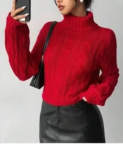 Red Knit Turtleneck Sweater size m
