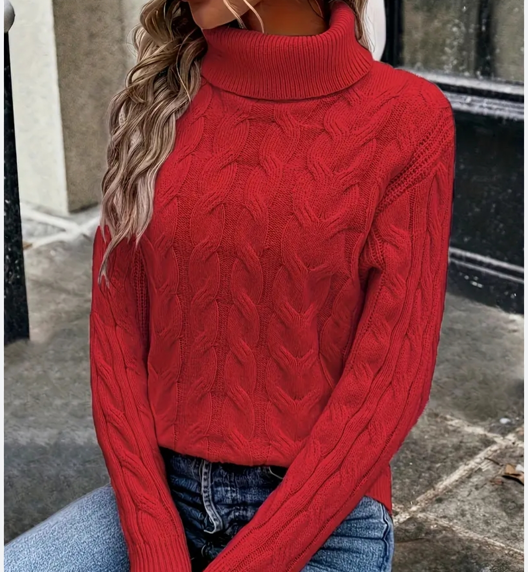 Red Knit Turtleneck Sweater size m - photo 2