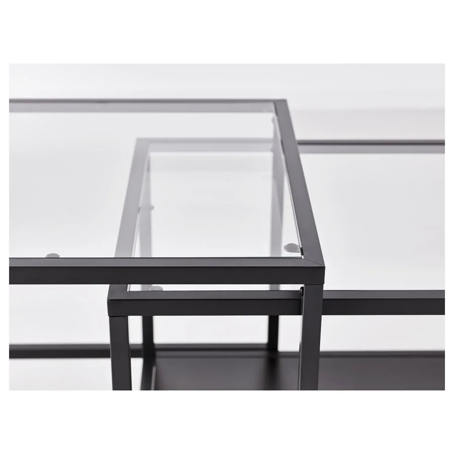 Black Metal & Glass Coffee + Side Table Set image indicator(7)