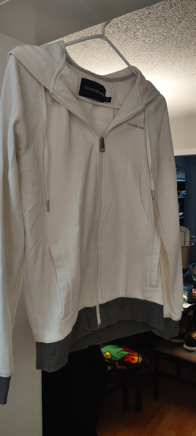 Calvin Klein Jeans White Zip-Up Hoodie - Size S - photo 5