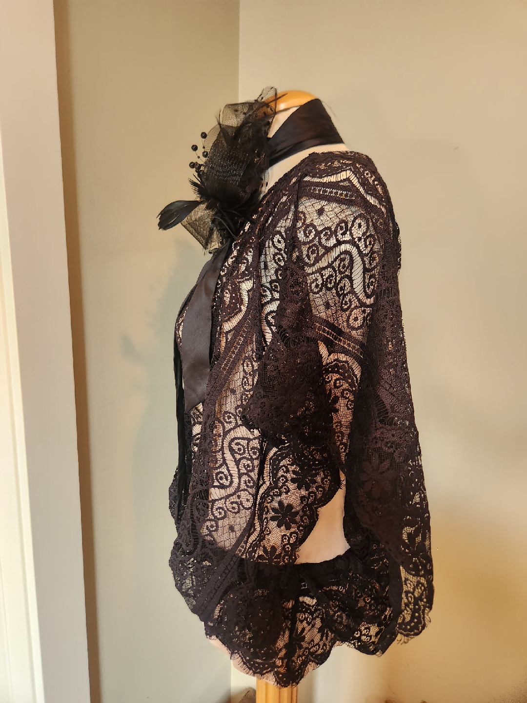 DANDY Black Lace 1920's style Blouse  size large - photo 4