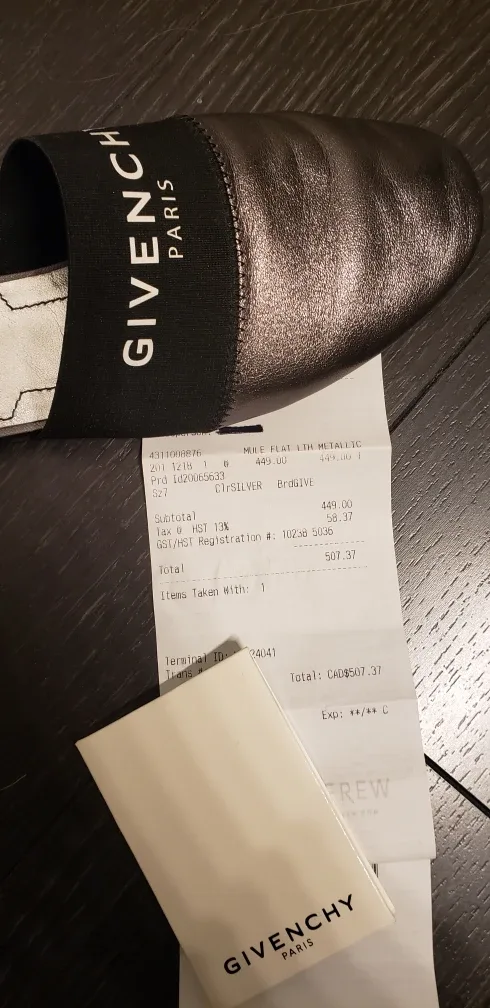 Givenchy Metallic Pewter Leather Logo Mules image indicator(8)