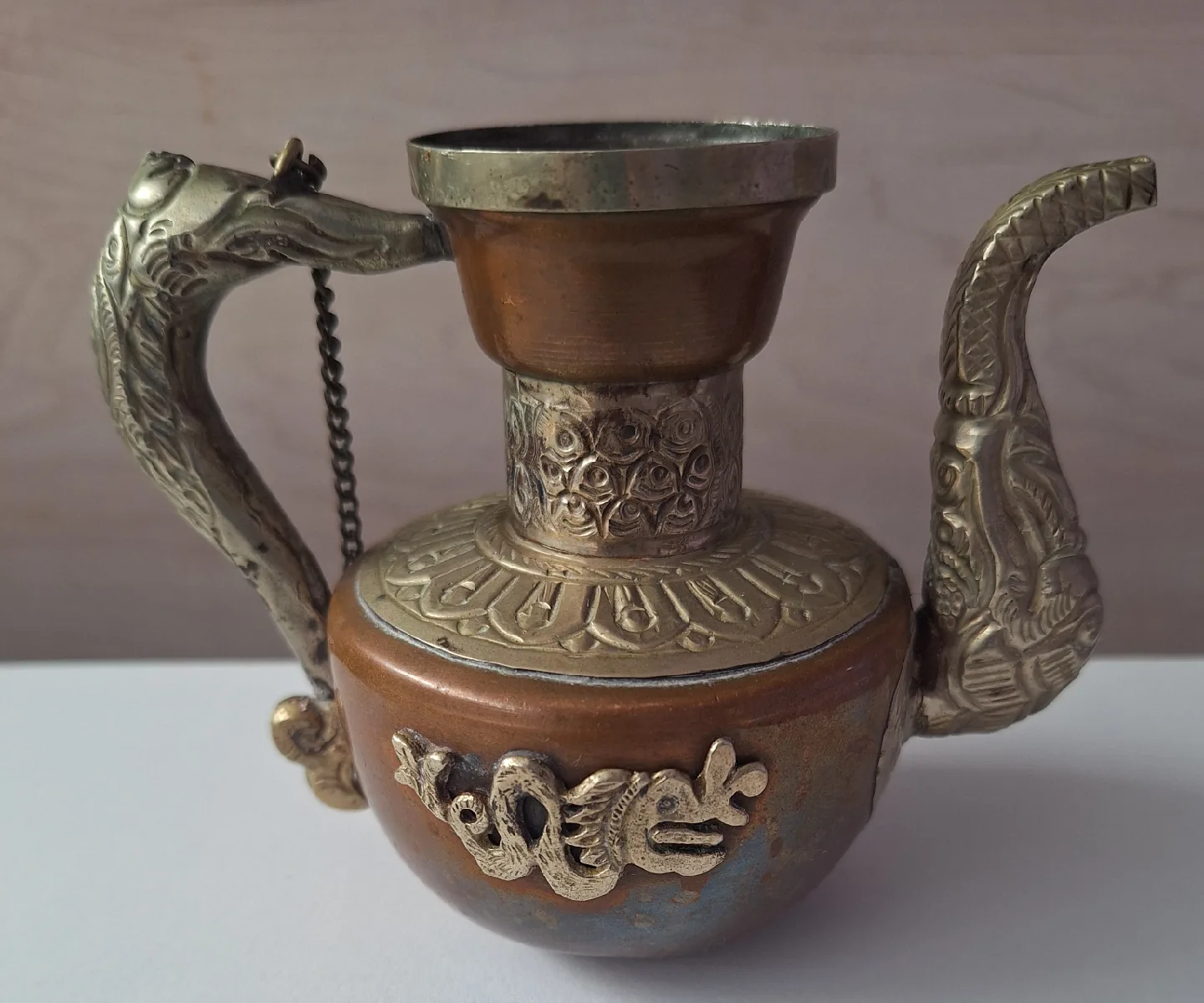 Vintage Copper and Brass Tibetan Teapot image indicator(2)