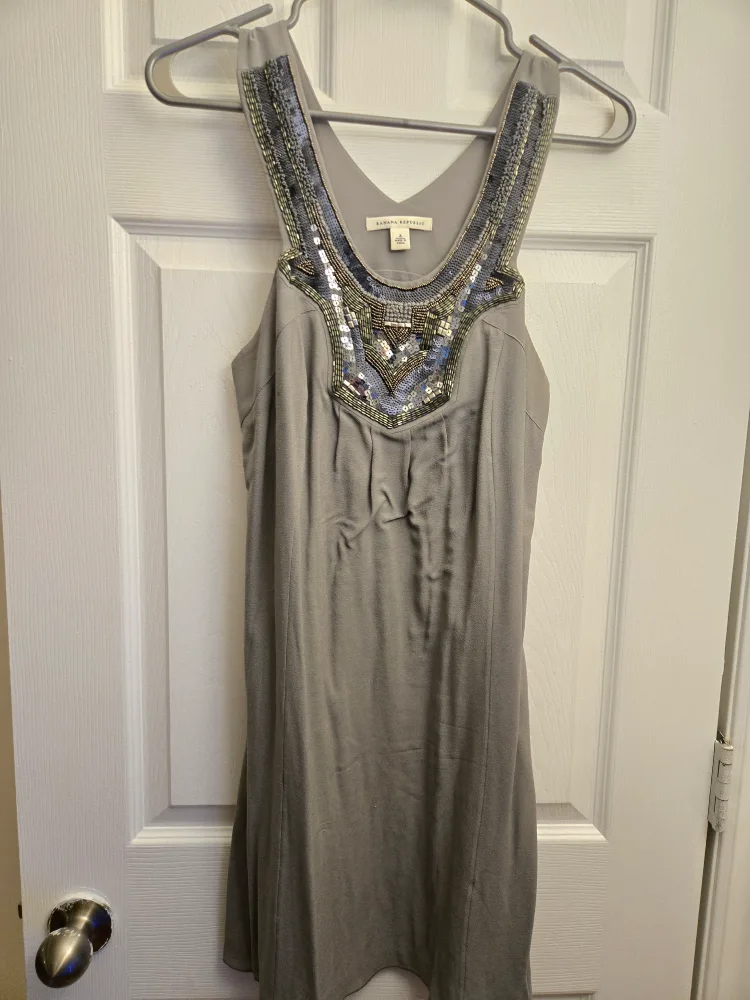 Banana Republic Grey Beaded Dress