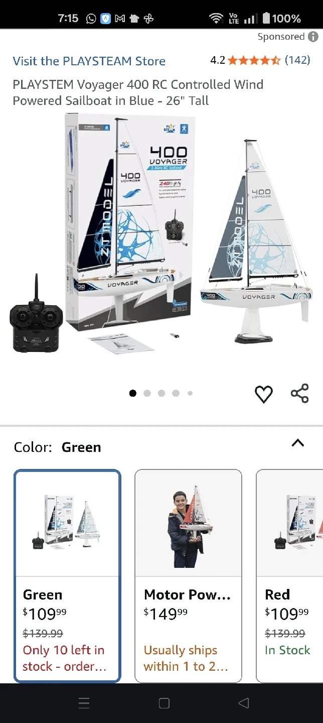 PlaySTEAM 400 Voyager 2.4GHz RC Sailboat - New - photo 3