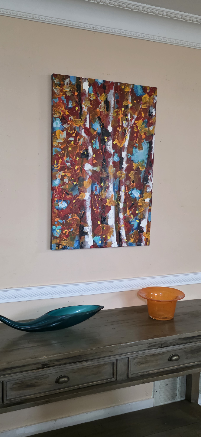 original hand-painted painting by local artist white birches - photo 2