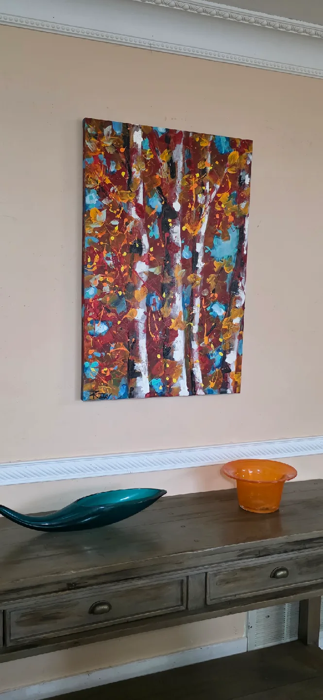 original hand-painted painting by local artist white birches image indicator(2)