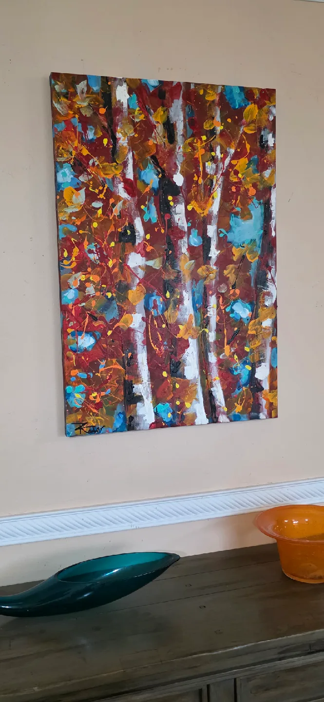 original hand-painted painting by local artist white birches image indicator(5)