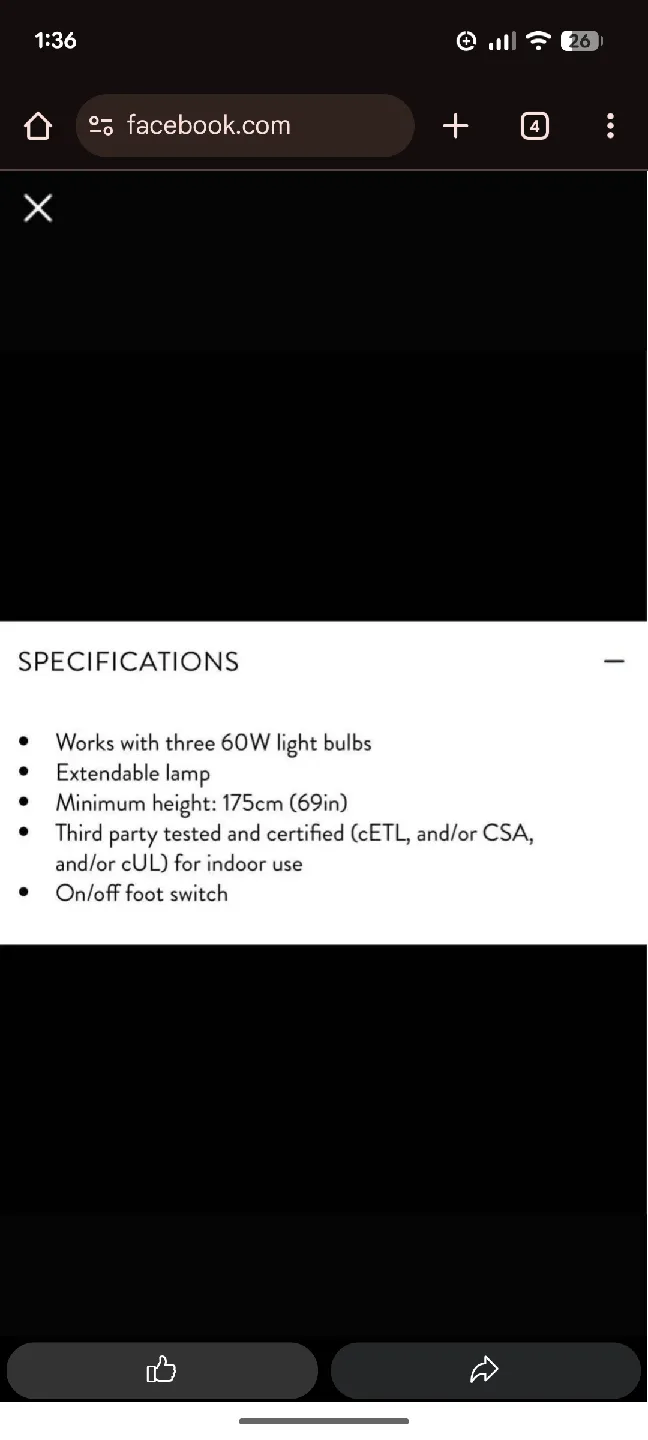 Structube CURVA Extendable Floor Lamp - Black image indicator(2)