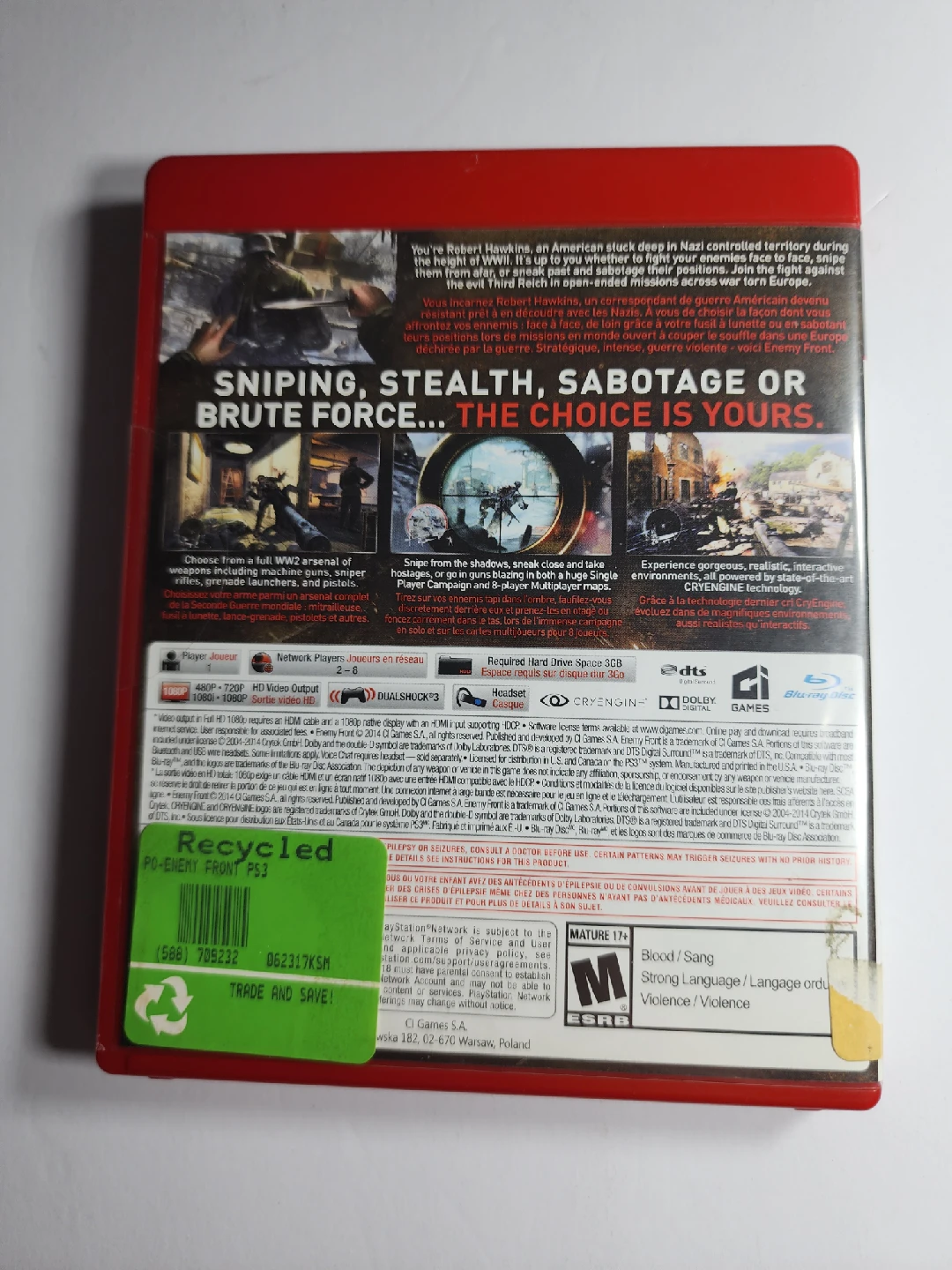 Enemy Front PS3 Game - photo 2
