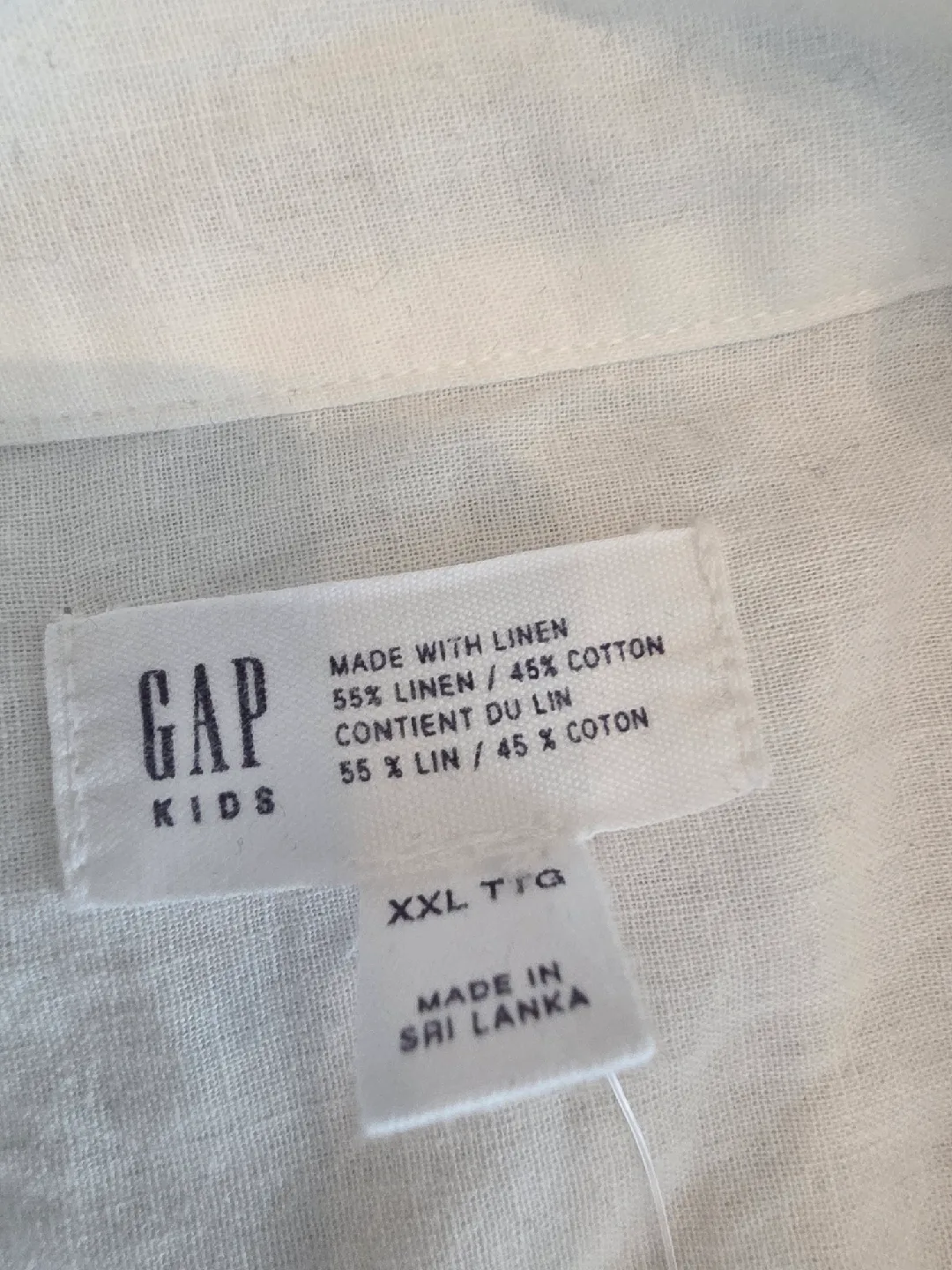 GAP Kids White Linen Blend Shirt - XXL (14-16) image indicator(3)