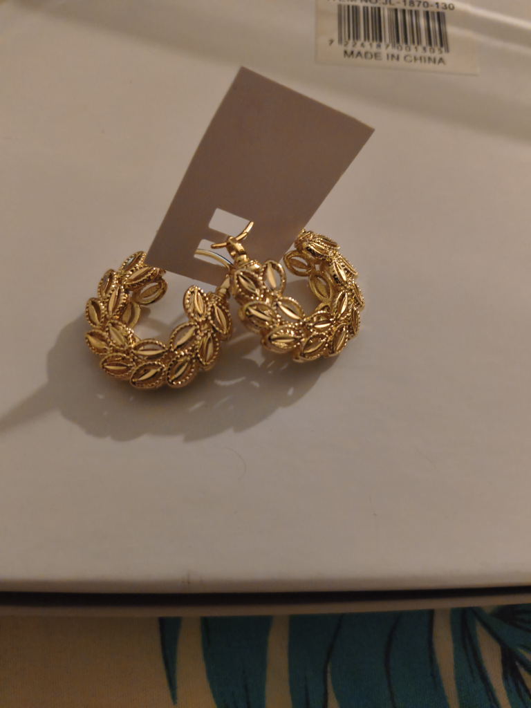 Gold Leaf Hoop Earrings