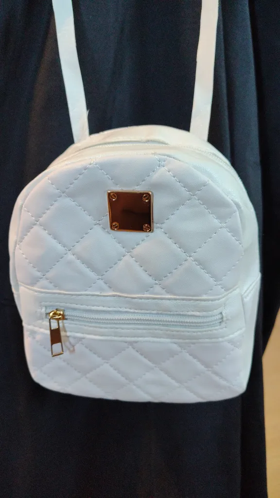 White Quilted Mini Backpack thumbnail