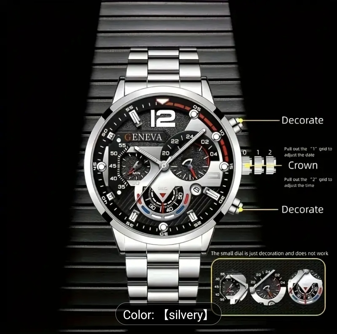 ENEVA Silver Men's Quartz Watch - photo 3
