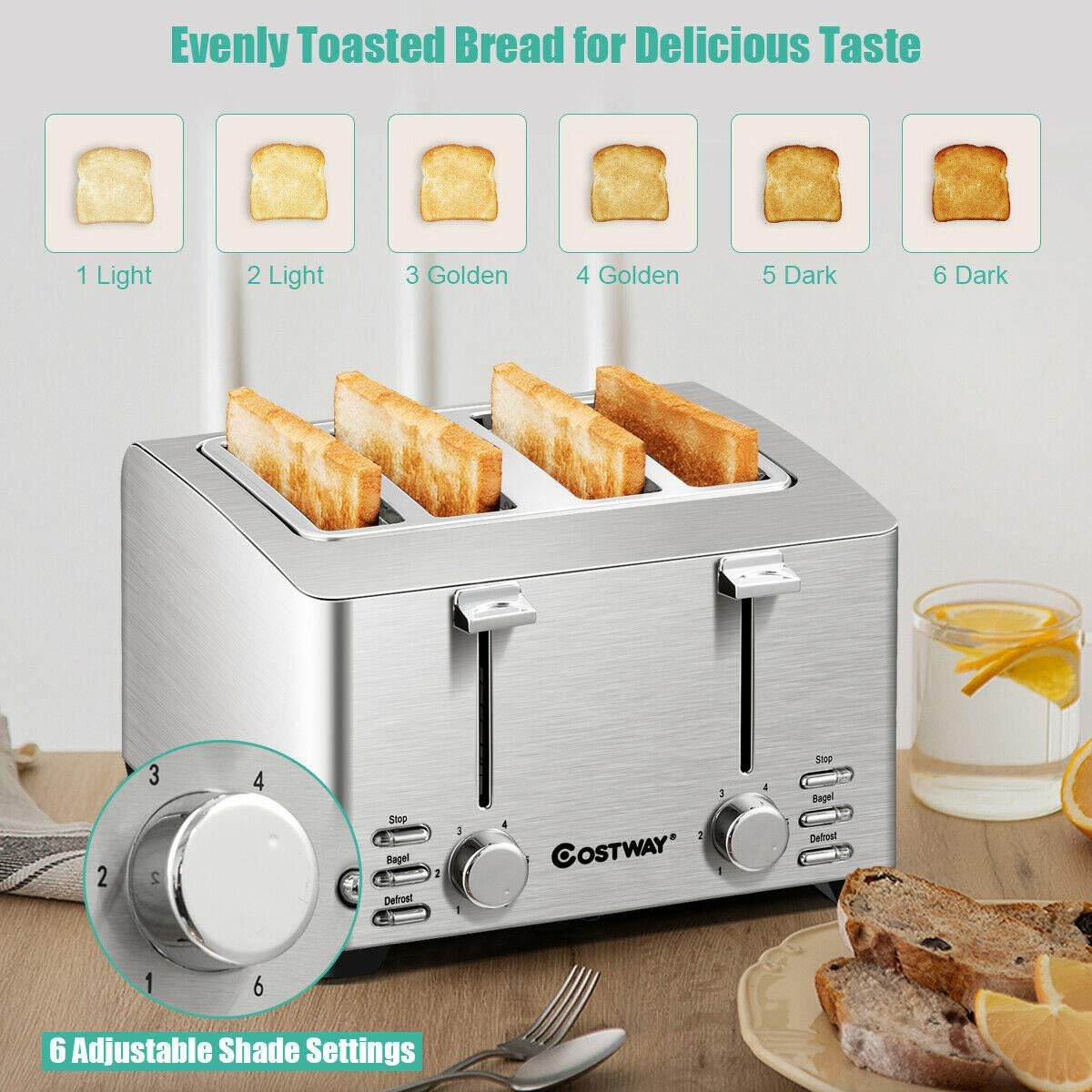 ARLIME 4 Slice, Extra-Wide Slot Stainless Steel Toaster - photo 3