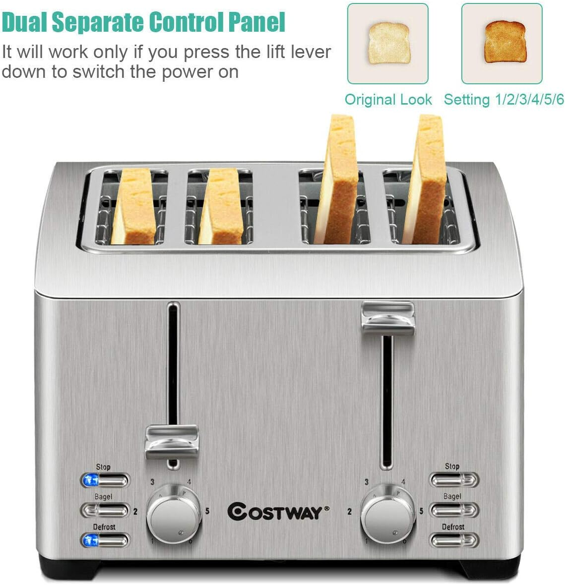 ARLIME 4 Slice, Extra-Wide Slot Stainless Steel Toaster - photo 5