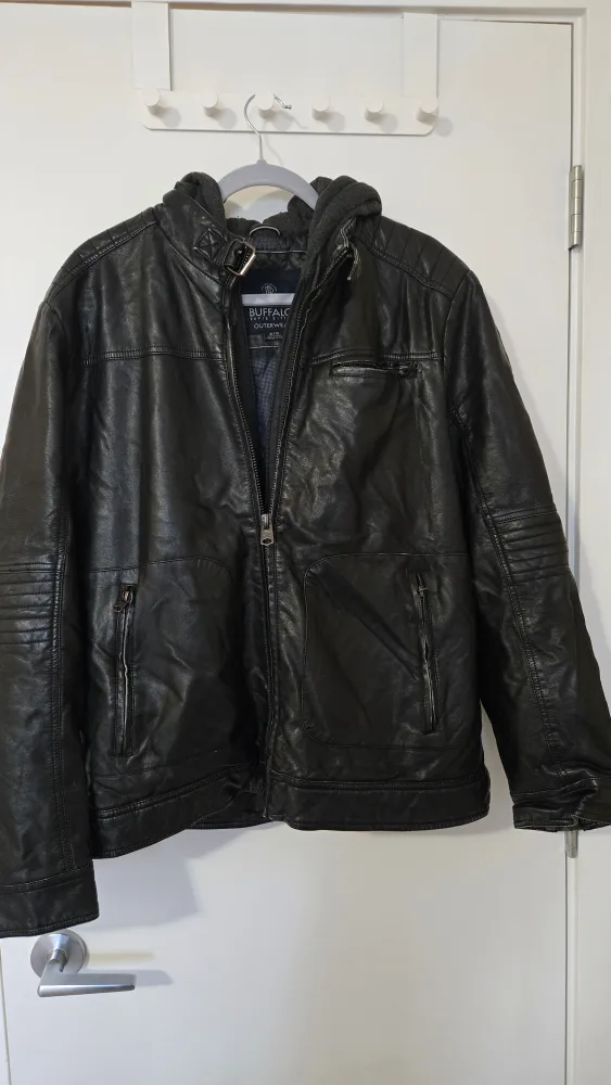 Buffalo David Bitton Black Leather Jacket XL thumbnail