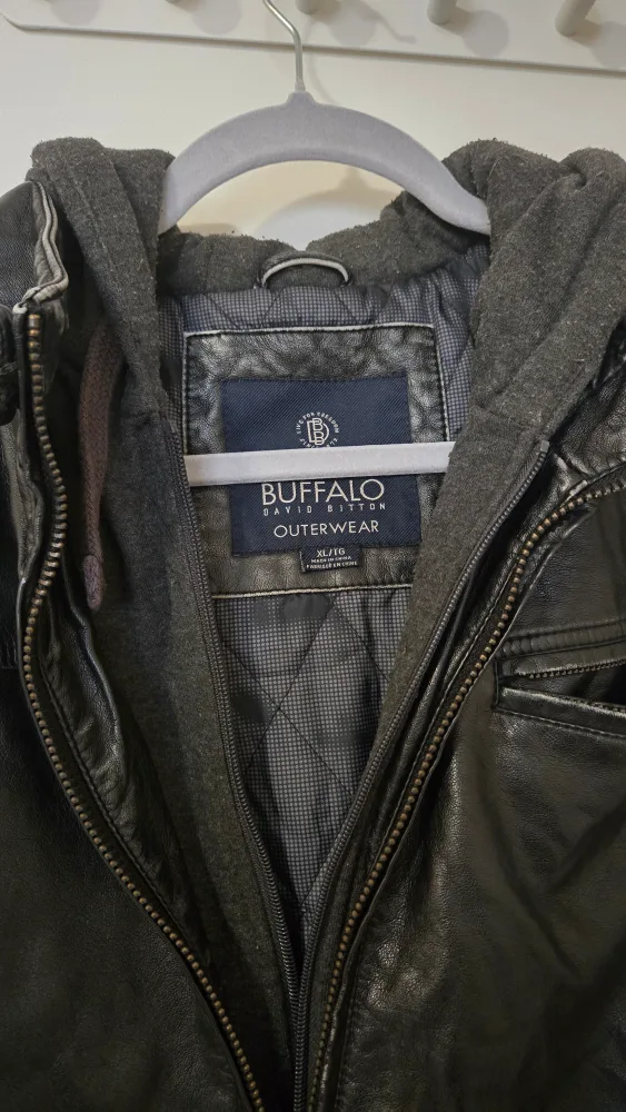 Buffalo David Bitton Black Leather Jacket XL image indicator(3)