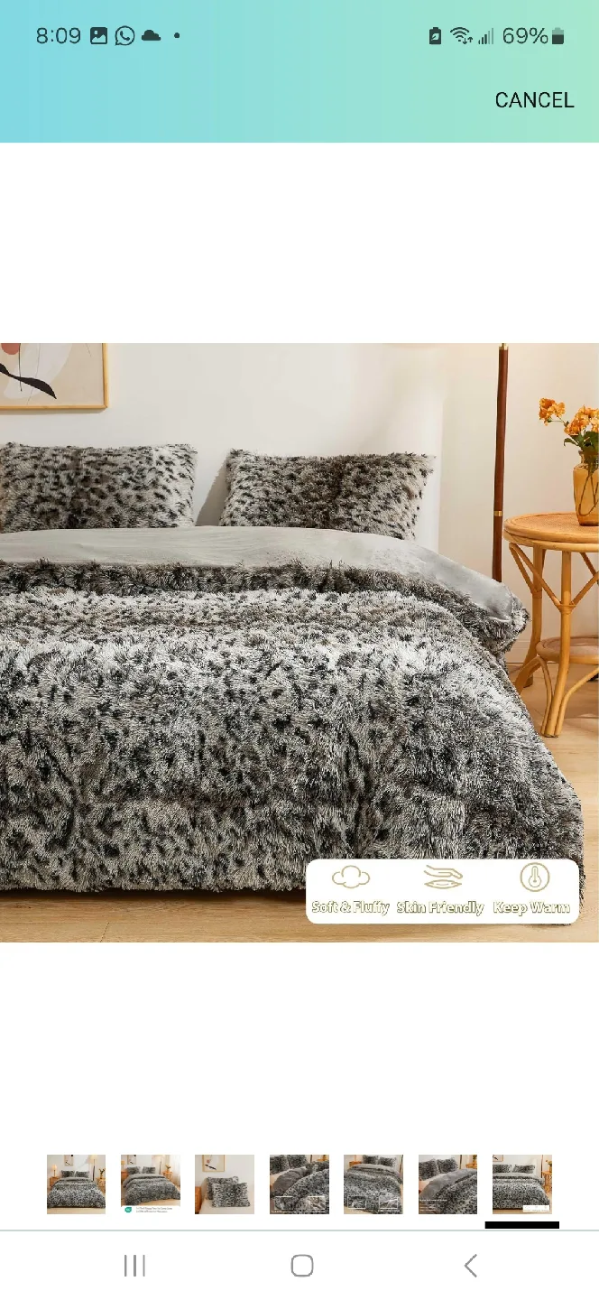 Plush Shaggy Faux Fur Duvet Cover & 2 Pillowcases image indicator(7)