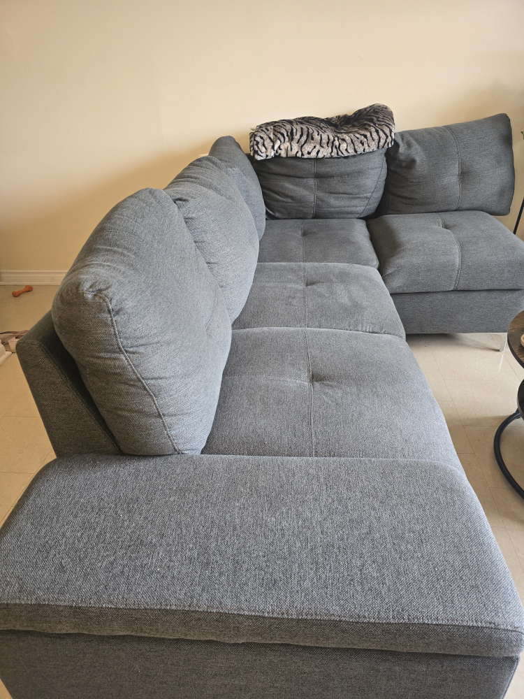 Grey Sectional Sofa Couch with Storage Ottoman - photo 2