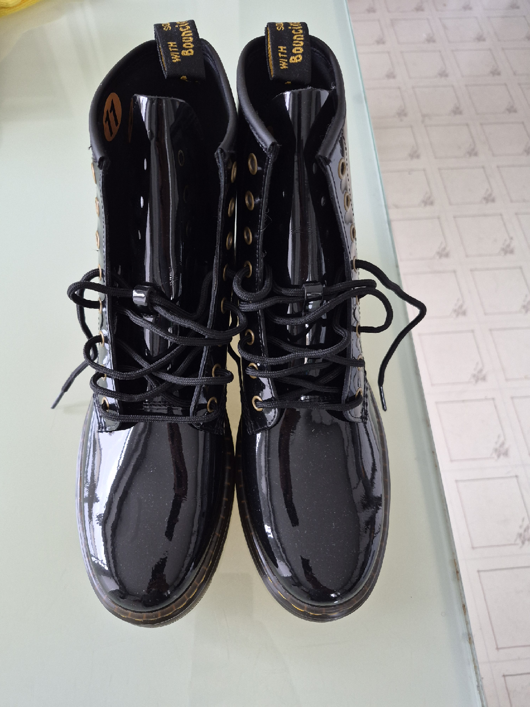 Dr. Martens Black Patent Leather Boots - Size 11 - photo 5