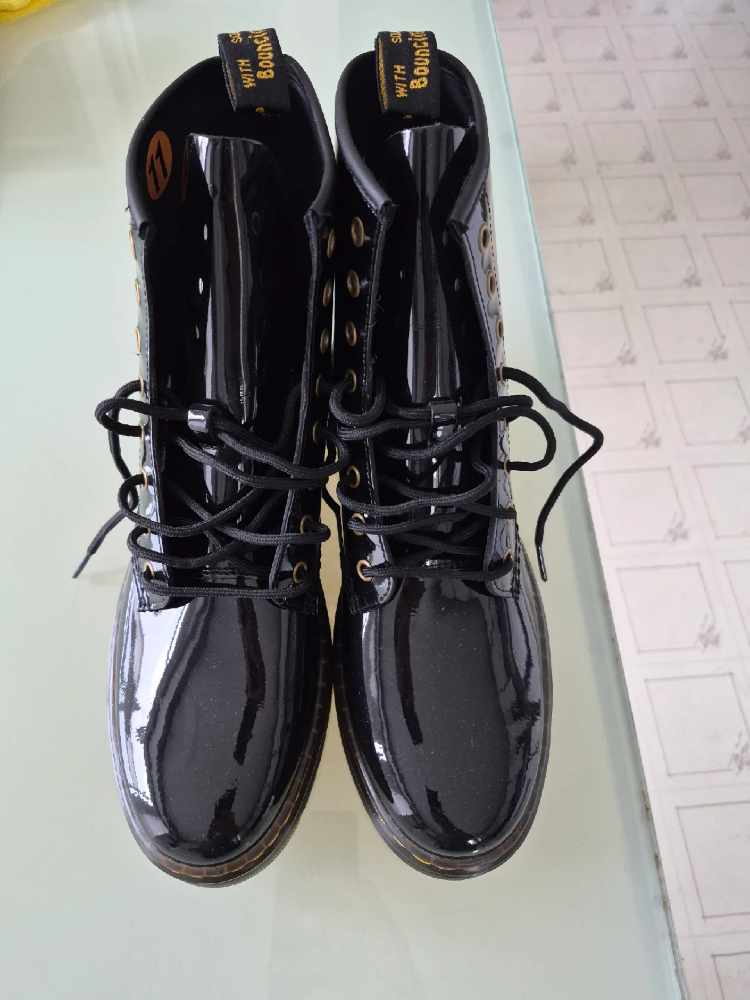 Dr. Martens Black Patent Leather Boots - Size 11 image indicator(5)