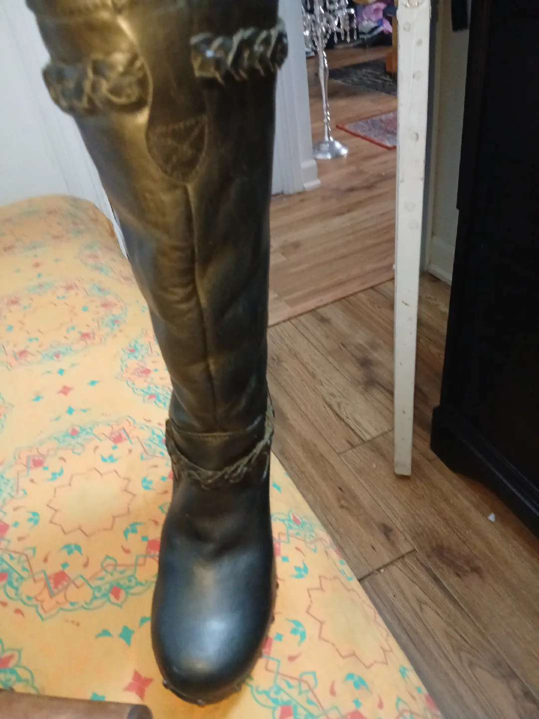 UGG Black Leather Knee High Boots, Size 5 image indicator(3)