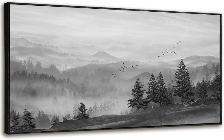 Large Black Abstract Tree Wall Art 75x150 CM