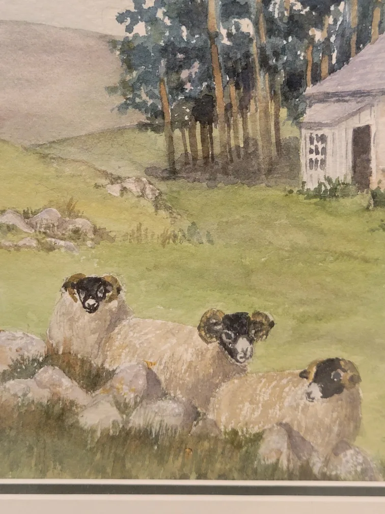 Original Framed Watercolour Painting of Sheep and Farmhouse image indicator(2)