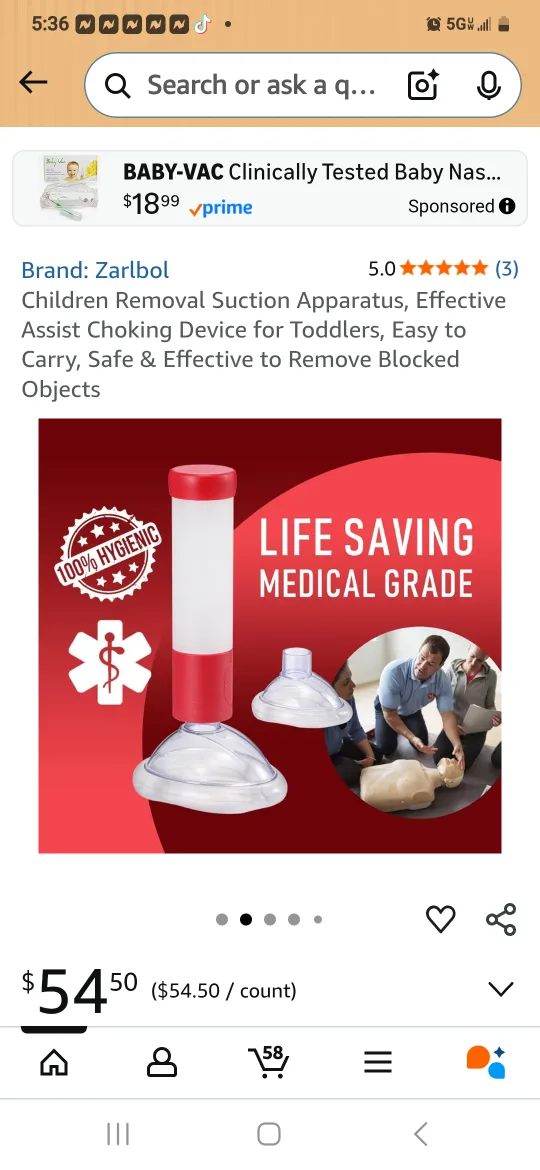 is  2 in the package  Zarlbol Baby-Vac Choking Rescue Device image indicator(2)