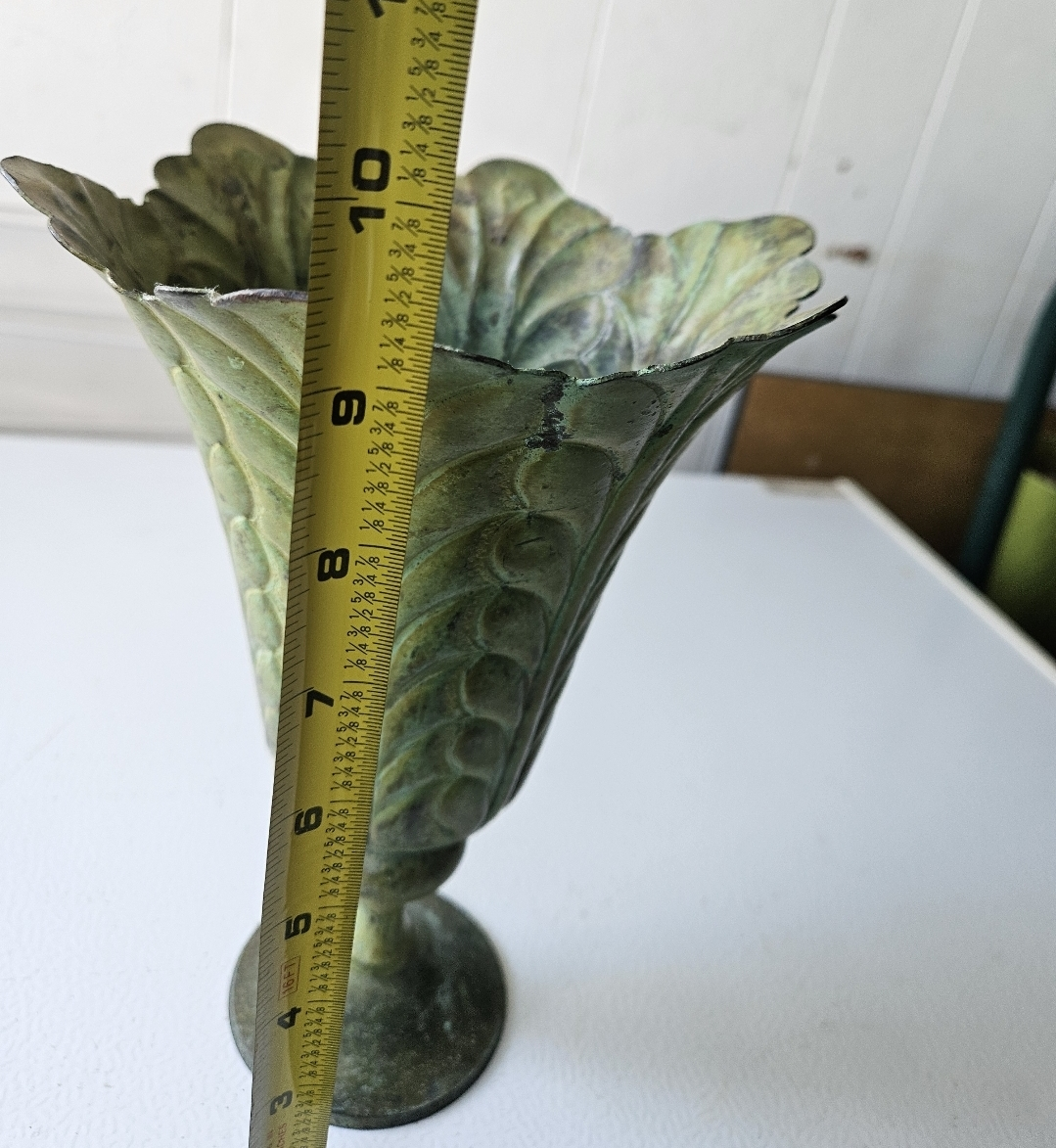 Green Decorative Vase - About 10 Inches Tall